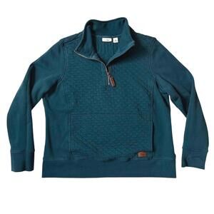L.L. Bean Women's Quilted Quarter-Zip Pullover in Deep Turquoise - Size L